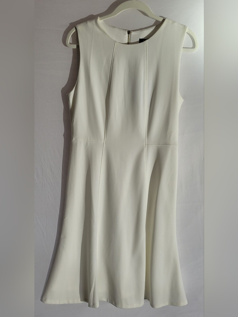 DKNY Cream Sleeveless Midi A-Line Dress